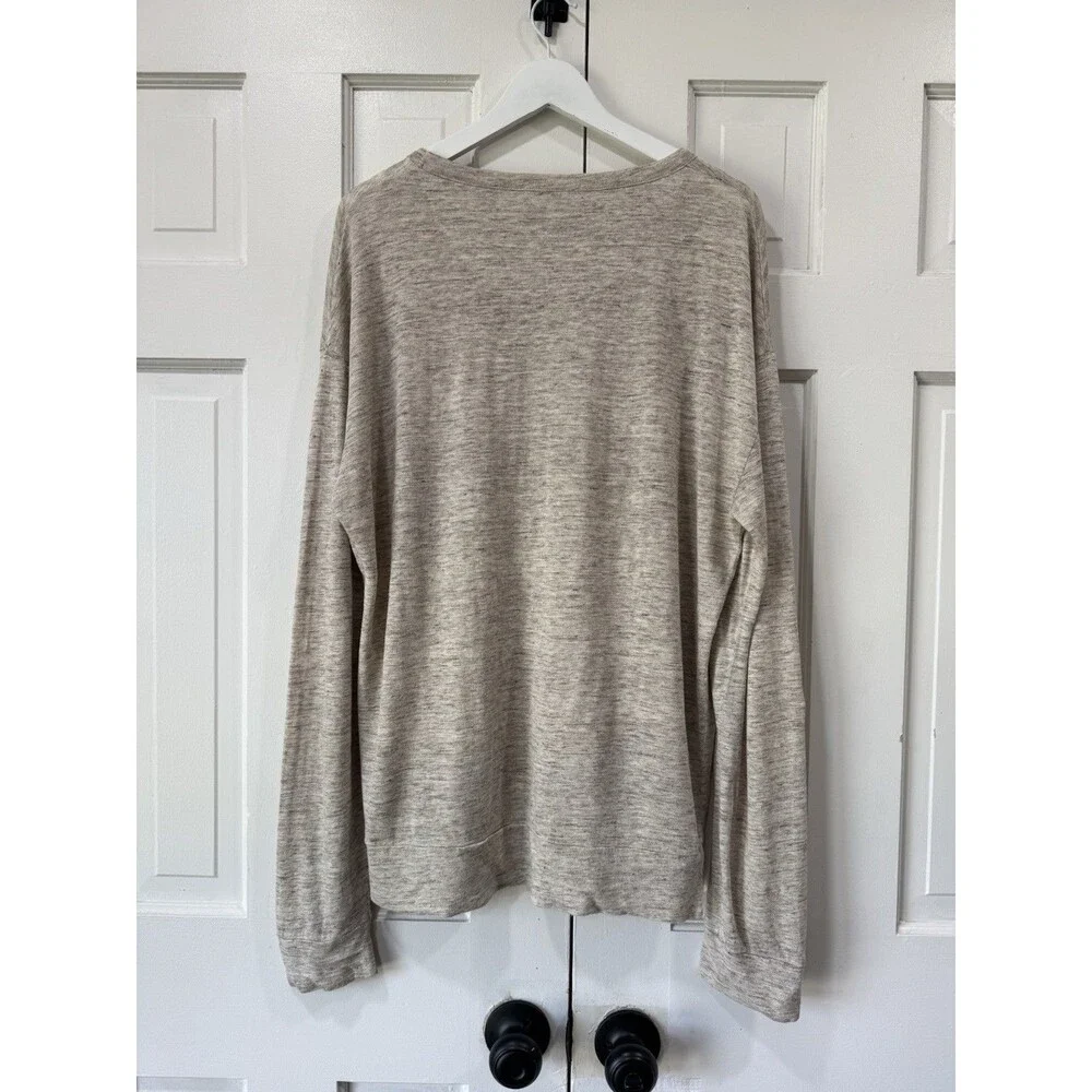 Scotch & Soda Men's Heathered Oatmeal Crewneck Linen Long Sleeve Medium EUC